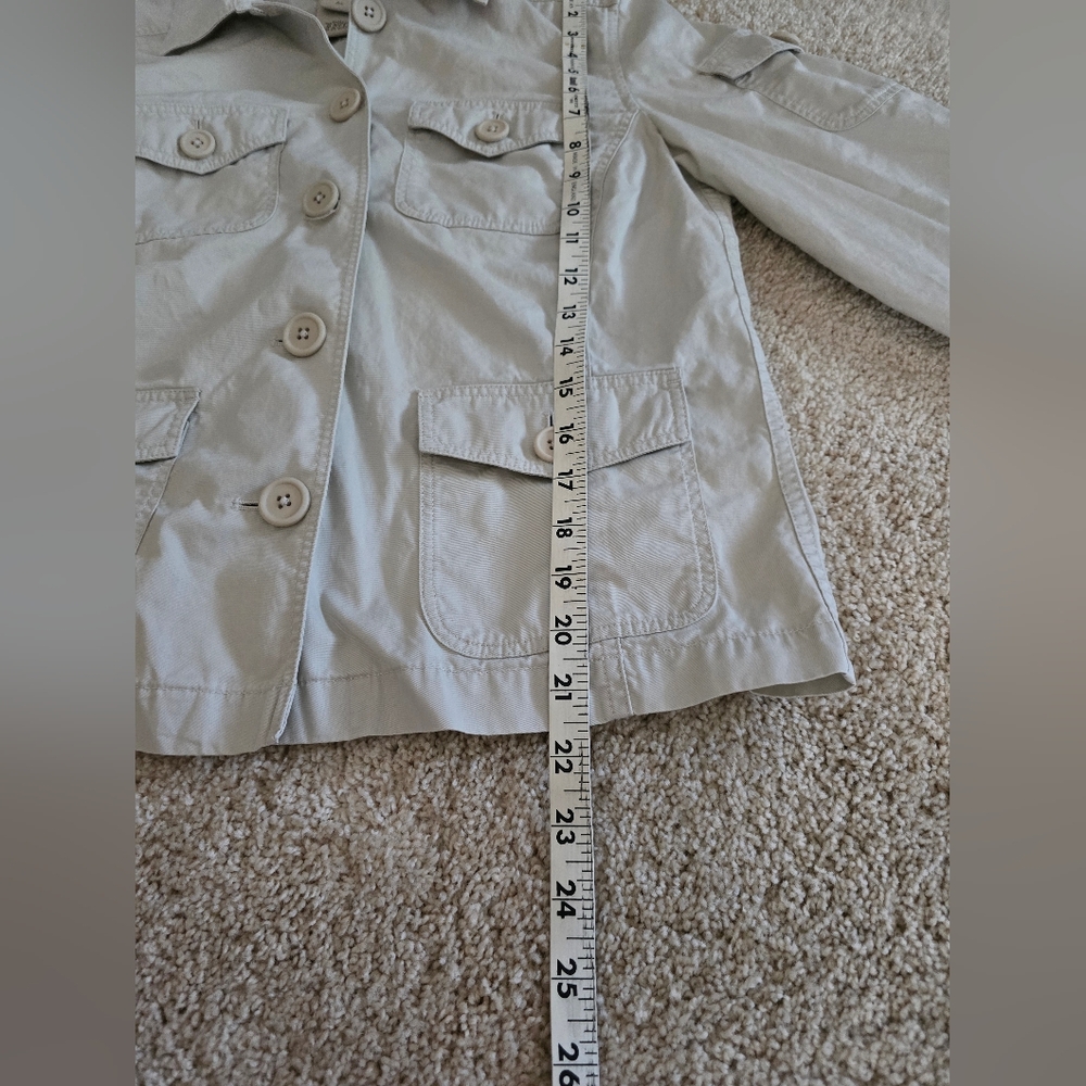LL BEAN Womens M light beige jacket 100% cotton lightweight button up - Picture 5 of 7